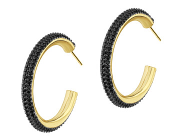Gold-Plated Brass, Gold-Plated Silver Earrings with Cubic Zirconia