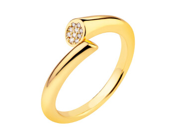 Gold-Plated Brass Ring with Cubic Zirconia