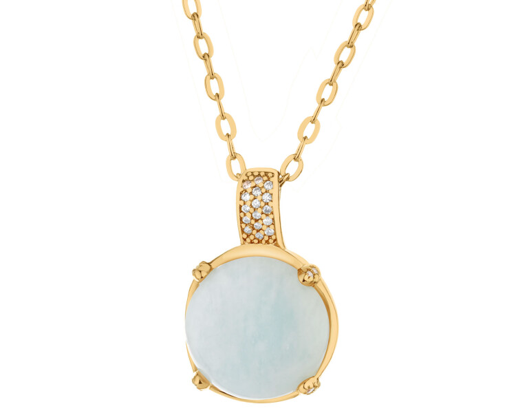 Gold-Plated Brass Necklace with Amazonite