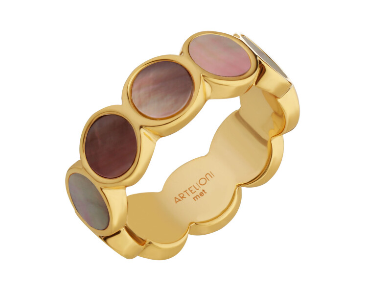 Gold-Plated Brass Ring with Mother Of Pearl