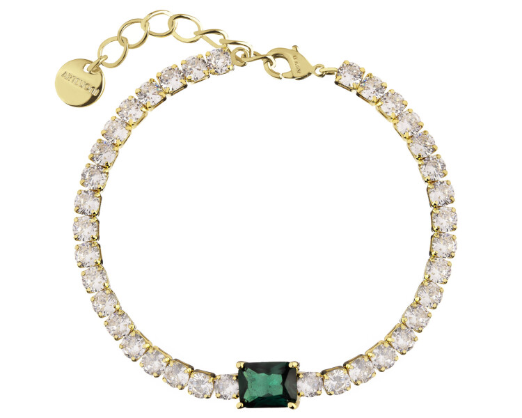 Gold-Plated Brass Bracelet with Cubic Zirconia