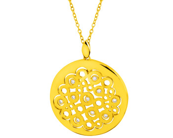 Gold-Plated Brass Necklace with Cubic Zirconia