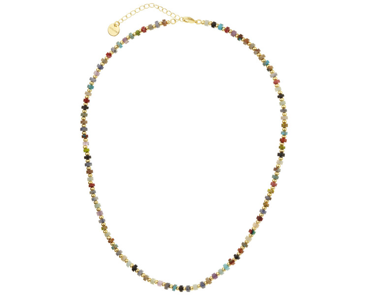 Gold-Plated Brass Necklace with Jasper