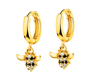 Gold-Plated Brass Earrings with Cubic Zirconia