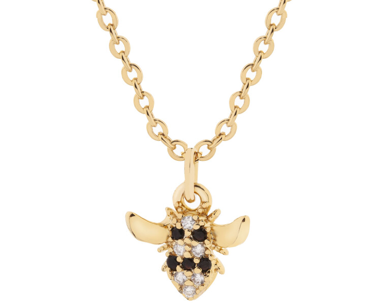 Pozlacený náhrdelník z mosazi se zirkony - včela