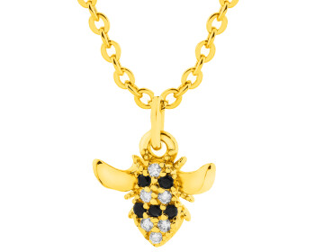 Gold-Plated Brass Necklace with Cubic Zirconia