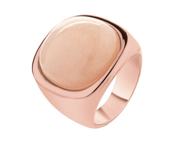 Gold-Plated Brass Signet Ring with Calcite