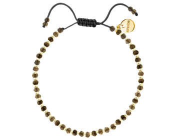 Gold-Plated Brass Bracelet with Obsidian