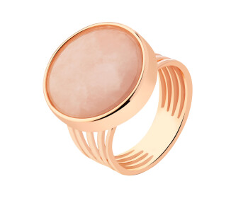 Gold-Plated Brass Ring with Quartz