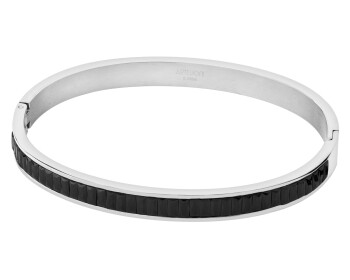 Stainless Steel Rigid Bracelet with Cubic Zirconia