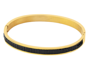 Stainless Steel Rigid Bracelet with Cubic Zirconia