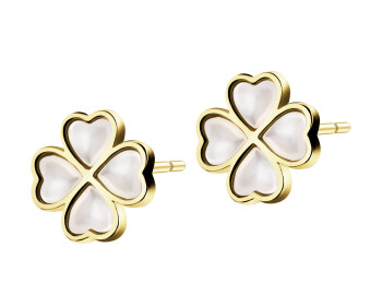 Gold-Plated Brass Earrings with Mother Of Pearl