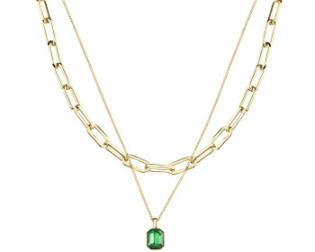 Gold-Plated Brass Necklace with Glass