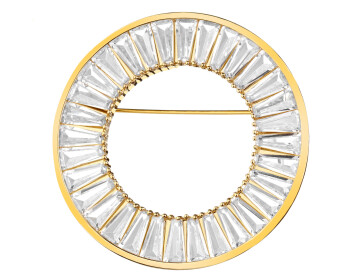 Gold-Plated Brass Brooch with Cubic Zirconia