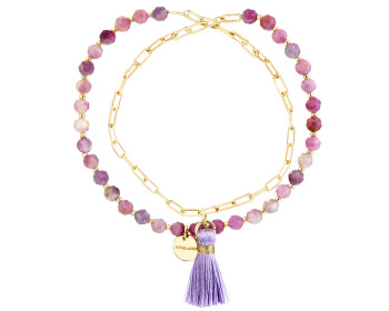 Gold-Plated Brass Bracelet with Tourmaline
