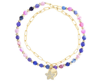 Gold-Plated Brass Bracelet with Agate