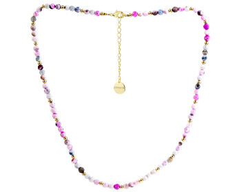 Gold-Plated Brass Necklace with Agate