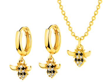 Gold-Plated Brass Set with Cubic Zirconia