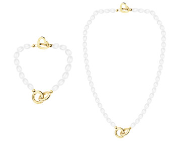 Stainless Steel Set with Synthetic Pearl