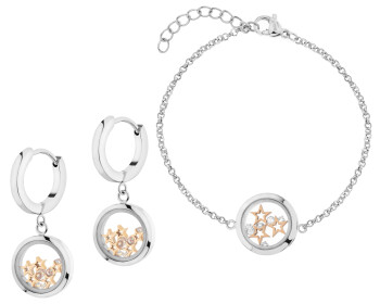 Stainless Steel Set with Cubic Zirconia