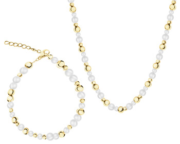 Stainless Steel Set with Synthetic Pearl