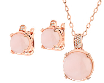 Gold-Plated Brass, Gold-Plated Silver Set with Quartz