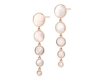 Gold-Plated Brass, Gold-Plated Silver Dangling Earring with Mother Of Pearl