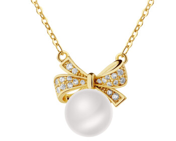 Gold-Plated Brass Necklace with Pearl