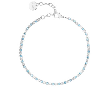 Rhodium-Plated Brass Bracelet with Cubic Zirconia