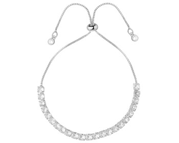 Rhodium-Plated Brass Bracelet with Cubic Zirconia