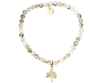 Gold-Plated Brass Bracelet with Agate
