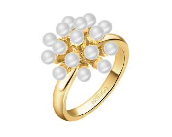 Gold-Plated Brass Ring with Synthetic Pearl