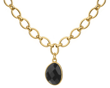 Gold-Plated Brass Necklace with Agate