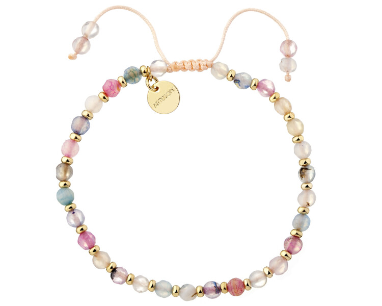 Pozlacený náramek z mosazi s acháty