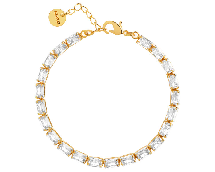 Gold-Plated Brass Bracelet with Glass