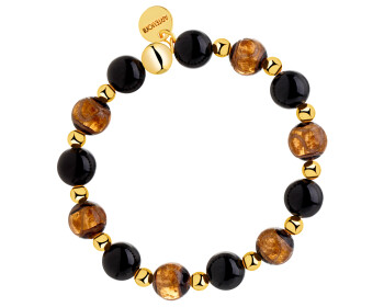 Gold-Plated Brass Bracelet with Agate