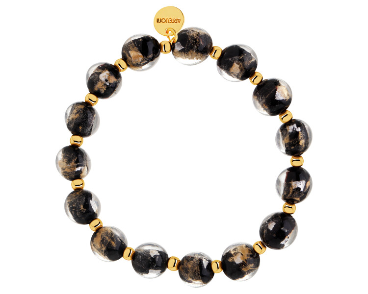 Gold-Plated Brass Bracelet with Glass