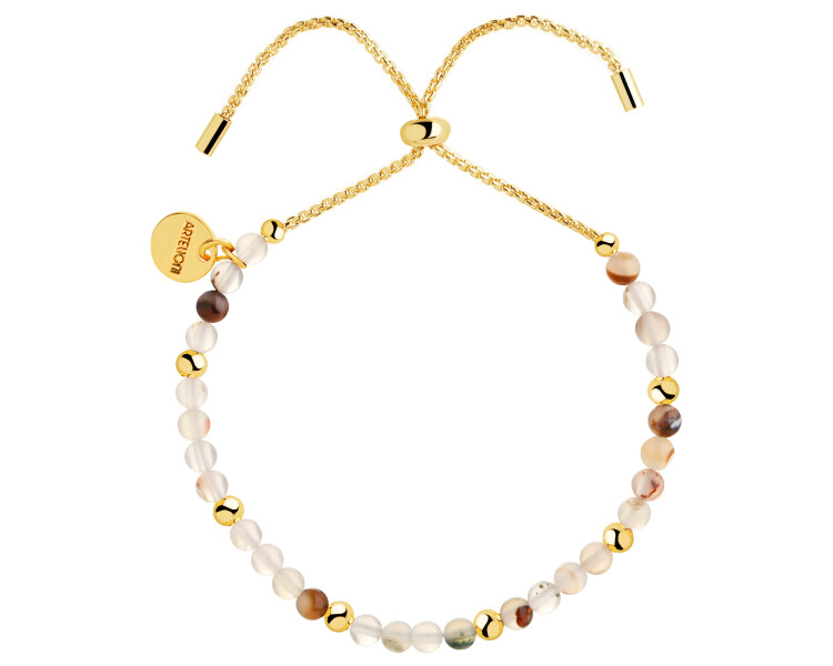 Gold-Plated Brass Bracelet with Agate