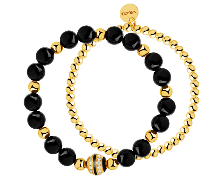 Gold-Plated Brass Bracelet with Agate