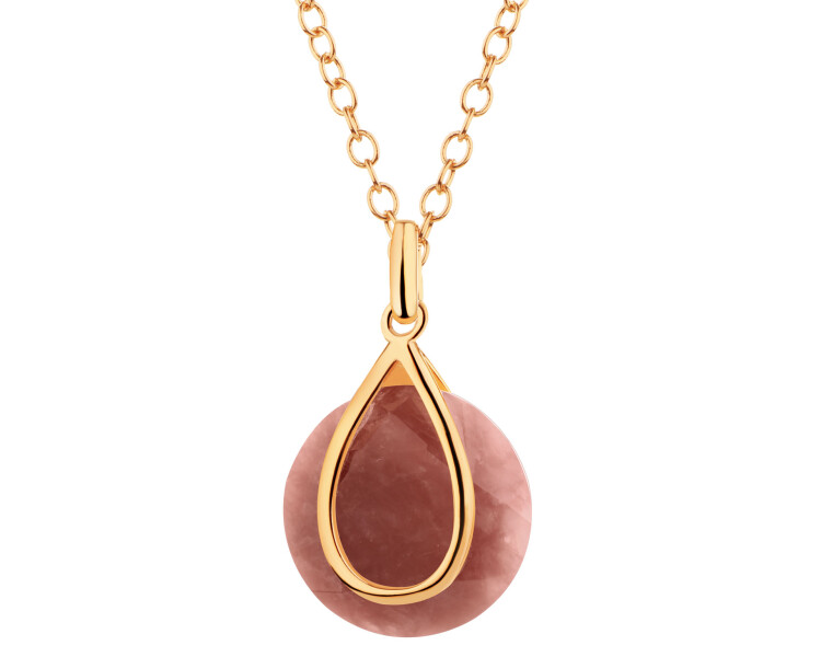 Gold-Plated Brass Necklace with Quartz