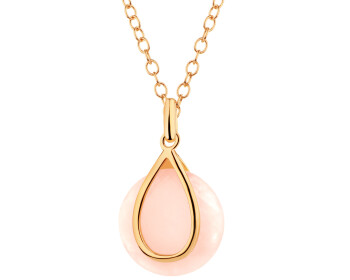 Gold-Plated Brass Necklace with Quartz