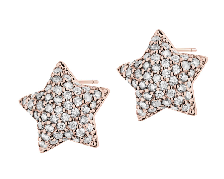 Gold-Plated Brass, Gold-Plated Silver Earrings with Cubic Zirconia