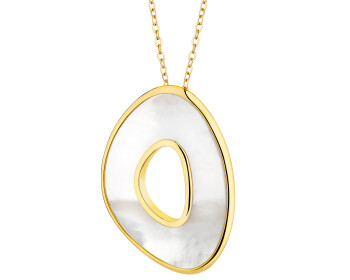 Gold-Plated Brass, Gold-Plated Silver Earrings with Mother Of Pearl