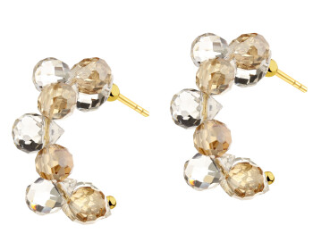 Pozlacené náušnice z mosazi se skleněnými detaily