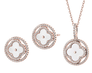 Gold-Plated Brass, Gold-Plated Silver Set with Cubic Zirconia