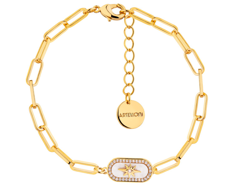 Gold-Plated Brass Bracelet with Cubic Zirconia