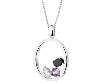 Rhodiovaný náhrdelník z mosazi se zirkony