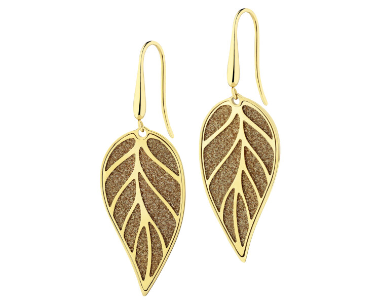 Náušnice z ušlechtilé oceli se třpytkami - listy