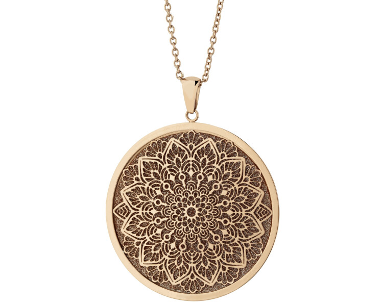 Náhrdelník z ušlechtilé oceli se třpytkami - rozeta