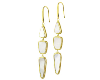 Pozlacené náušnice z mosazi s perletí